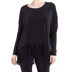 Joseph Ribkoff Black Fringe Hem Sweater